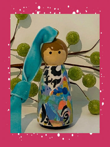 Collage Doll with Velvet Ribbon