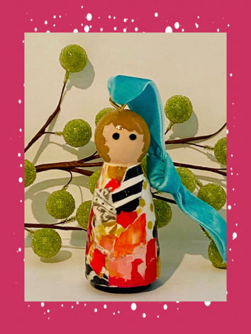 Collage Doll with Velvet Ribbon