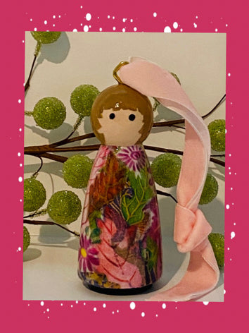 Collage Doll with Velvet Ribbon