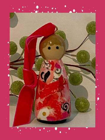 Collage Doll with Velvet Ribbon