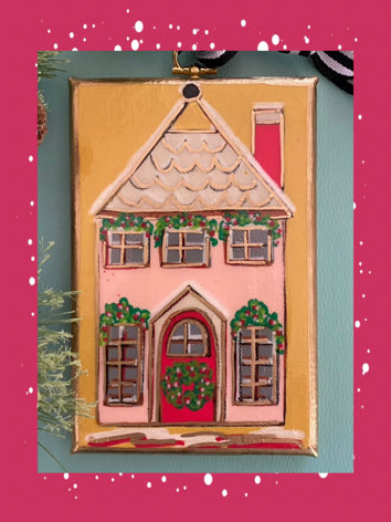 Holiday House Canvas Ornament