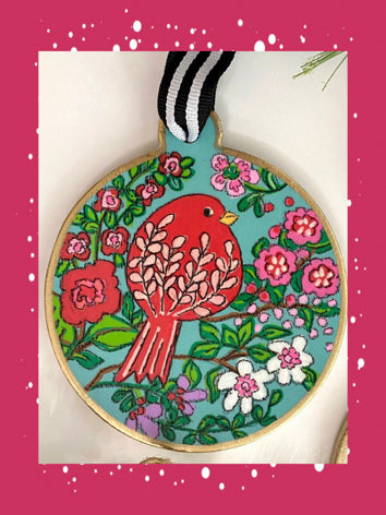 Feathered Bird Ornament