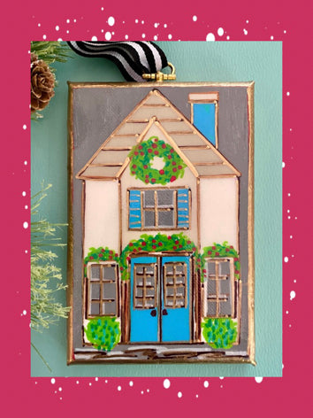 Holiday House Canvas Ornament