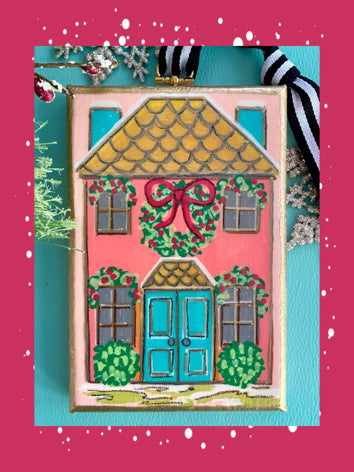 Holiday House Canvas Ornament