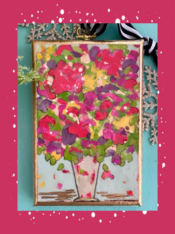 Floral Abstract Still Life Canvas Ornament