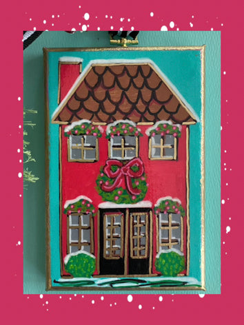 Holiday House Canvas Ornament