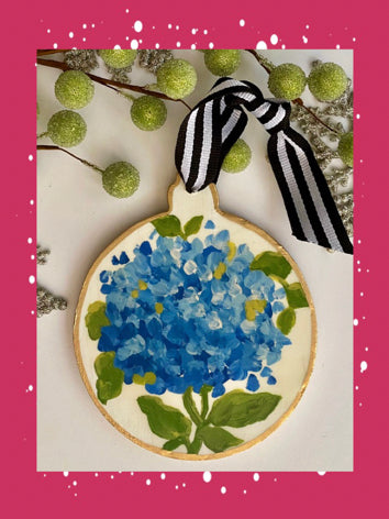 Blue Hydrangea Wooden Ornament