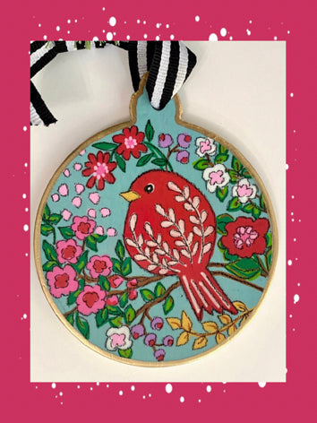 Feathered Bird Ornament