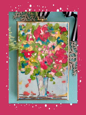 Floral Abstract Still Life Canvas Ornament