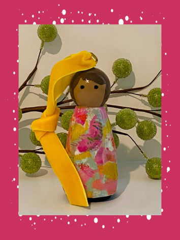 Collage Doll with Velvet Ribbon