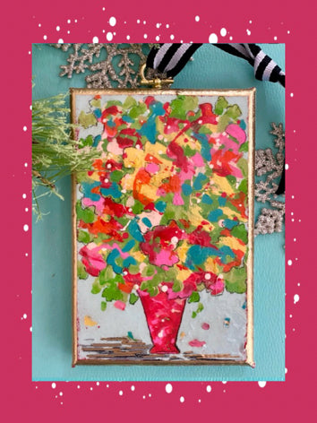 Floral Abstract Still Life Canvas Ornament