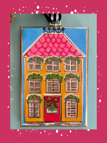 Holiday House Canvas Ornament